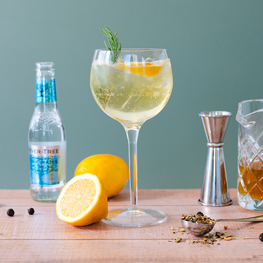 gin & tonic non-alcoholic tea cocktail recipe: davidstea x fever-tree